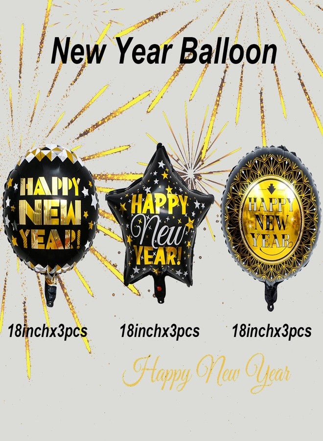 Tagberoy Black and Gold Happy New Year Balloons, 18 Inch New Years Balloons for 2026 New Year Decorations, New Years Eve Balloon for NewYears Eve Decorations - Image 2